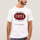 Gepersonaliseerde 50e verjaardag 1971 geboorte van t-shirt (Voorkant)