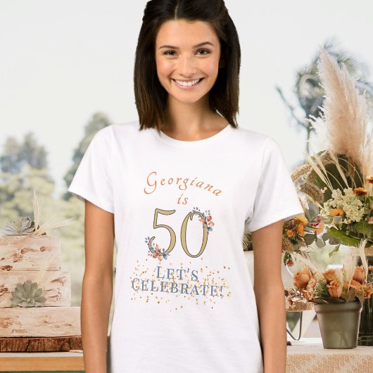 Gepersonaliseerde 50e verjaardag Boho Herfstblader T-shirt