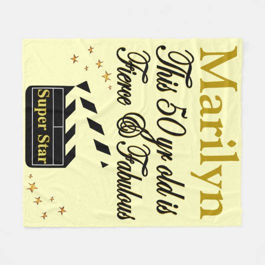GEPERSONALISEERDE 50E VERJAARDAG FILM STAR BLANKET FLEECE DEKEN (Voorkant (Horizontaal))