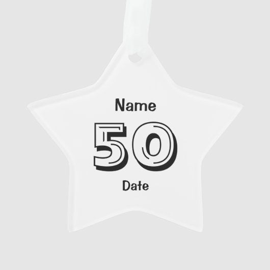 Gepersonaliseerde 50e verjaardag gag Gift Black Wh Ornament (achterkant)