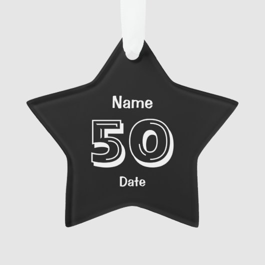 Gepersonaliseerde 50e verjaardag gag Gift Black Wh Ornament (voorkant)
