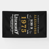 Gepersonaliseerde 50e Verjaardag Geboren 1975  Zwa Spandoek (Horizontaal)