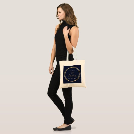Gepersonaliseerde 50e verjaardag Navy Gold Tote Bag (Voorkant (model))