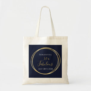 Gepersonaliseerde 50e verjaardag Navy Gold Tote Bag