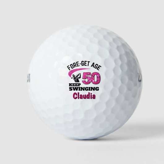Gepersonaliseerde 50e verjaardag - Pink Fore-get L Golfballen (Voorkant)