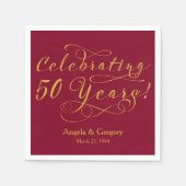 Gepersonaliseerde 50ste bruiloft Jubileum Gold Win Servet (Voorkant)