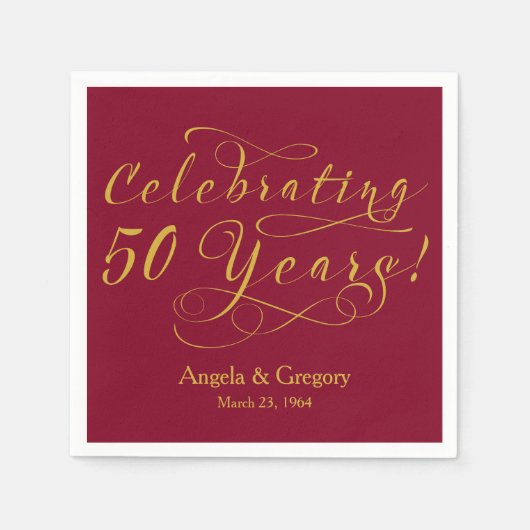 Gepersonaliseerde 50ste bruiloft Jubileum Gold Win Servet (Voorkant)
