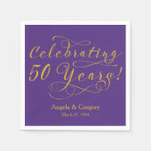 Gepersonaliseerde 50ste bruiloft Jubileum Goud Paa Servetten (Voorkant)