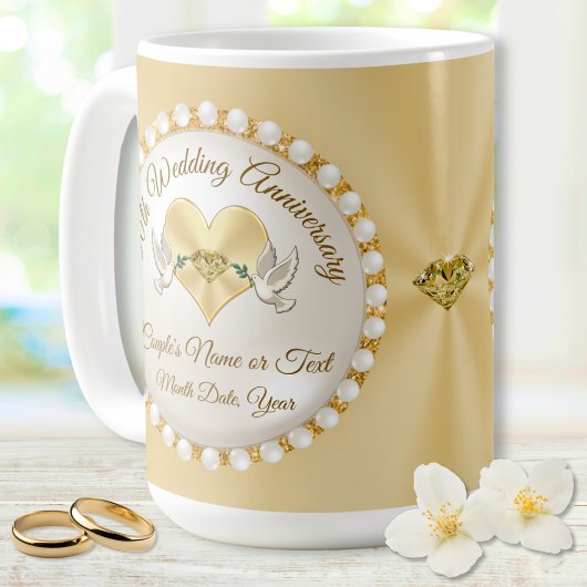 Gepersonaliseerde, 50ste bruiloft Jubileum Mokken