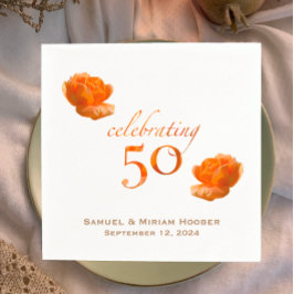 Gepersonaliseerde 50ste huwelijksverjaardag perzik servet