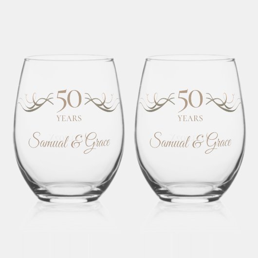 Gepersonaliseerde 50ste Jubileum Keepsake Custom G Wijnglas Zonder Voet (Voorkant)
