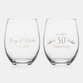 Gepersonaliseerde 50ste Jubileum Keepsake Custom G Wijnglas Zonder Voet (Achterkant)
