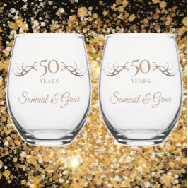 Gepersonaliseerde 50ste Jubileum Keepsake Custom G Wijnglas Zonder Voet