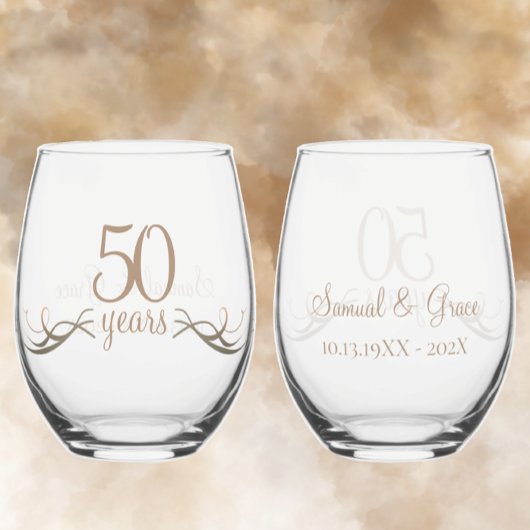 Gepersonaliseerde 50ste Jubileum Keepsake Custom G Wijnglas Zonder Voet
