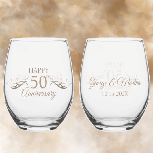 Gepersonaliseerde 50ste Jubileum Keepsake Custom G Wijnglas Zonder Voet