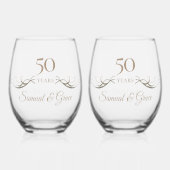 Gepersonaliseerde 50ste Jubileum Keepsake Custom G Wijnglas Zonder Voet (Voorkant)