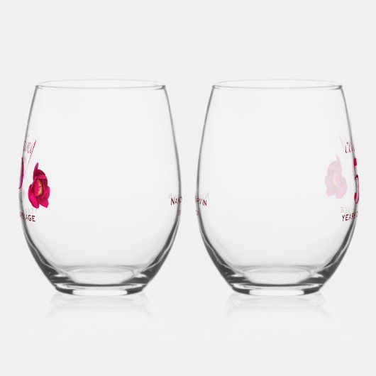 Gepersonaliseerde 50ste Jubileum Unique Roos Keeps Wijnglas Zonder Voet (Links)