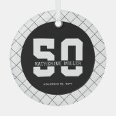 Gepersonaliseerde 50ste verjaardag Modern en Elega Glas Ornament (Voorkant)