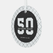 Gepersonaliseerde 50ste verjaardag Modern en Elega Glas Ornament (Voorkant links)