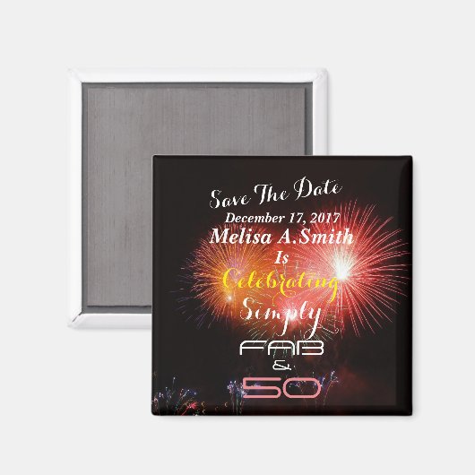 Gepersonaliseerde 50ste verjaardag Naam & Datum - Magneet (Voorkant / Achterkant)