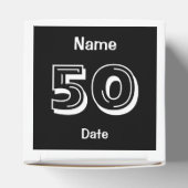 Gepersonaliseerde 50ste verjaardag zwart wit gunst bedankdoosjes (Bovenkant)