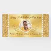 Gepersonaliseerde 50ste Verjaardagsbanner met FOTO Spandoek (Horizontaal)