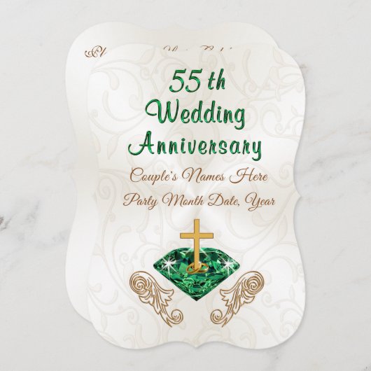 Gepersonaliseerde 55e bruiloft Jubileum uitnodigin Kaart (Voorkant / Achterkant)