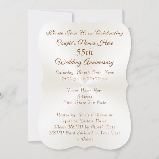 Gepersonaliseerde 55e bruiloft Jubileum uitnodigin Kaart (Achterkant)