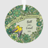 Gepersonaliseerde 55e Jubileum Emerald Floral Bird Ornament (achterkant)