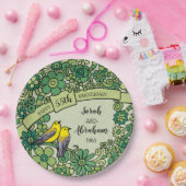 Gepersonaliseerde 55e Jubileum Emerald Floral Bird Papieren Bordje (Feest)