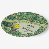 Gepersonaliseerde 55e Jubileum Emerald Floral Bird Papieren Bordje (Gekanteld)
