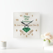 Gepersonaliseerde 55e Jubileum Gifts, Emerald Cloc Vierkante Klok (Huis)