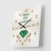 Gepersonaliseerde 55e Jubileum Gifts, Emerald Cloc Vierkante Klok (Hoek)