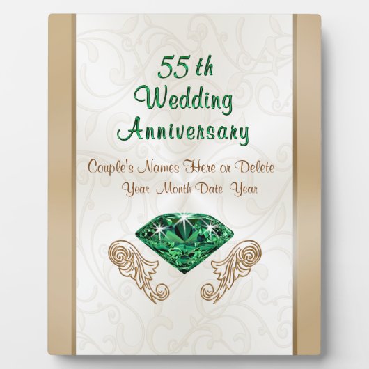 Gepersonaliseerde 55e weddenschap Jubileum Gift Id Fotoplaat (Voorkant)