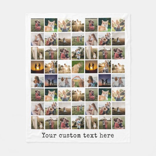 Gepersonaliseerde 56 fotocollage fleece deken (Voorkant)