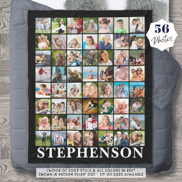 Gepersonaliseerde 56 Fotocollage zwart Fleece Deken