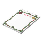 Gepersonaliseerde 5.5 x 6 Kerst Holley Garland Bow Notitieblok (Linkerzijde)