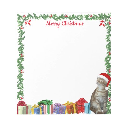Gepersonaliseerde 5,5 x 6 Kerstmis Ginger Cat Notitieblok (Voorkant)