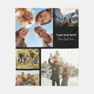 Gepersonaliseerde 5 fotocollage fleece deken