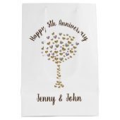 Gepersonaliseerde 5e houten trouwdag medium cadeauzakje (Achterkant)