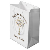 Gepersonaliseerde 5e houten trouwdag medium cadeauzakje (Achterkant Gekanteld)