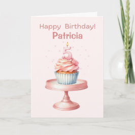 Gepersonaliseerde 5e Verjaardag Cupcake Kaart