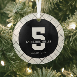 Gepersonaliseerde 5e verjaardag Modern en Elegant Glas Ornament