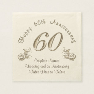 GEPERSONALISEERDE 60e bruiloft Jubileum servetten