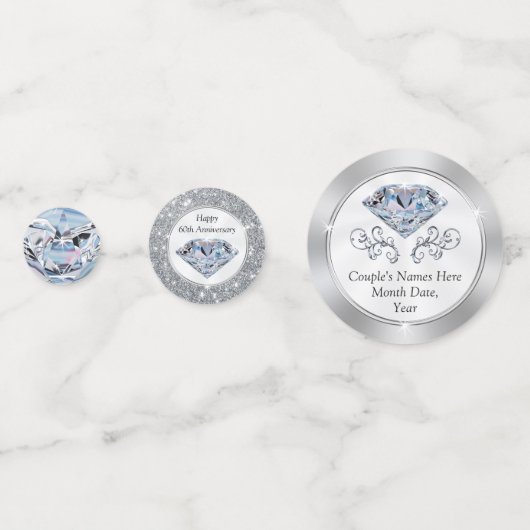 Gepersonaliseerde 60e Jubileum Confetti, Diamond Confetti