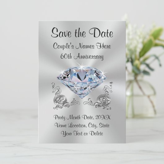 Gepersonaliseerde 60e Jubileum Save the Date Cards (Staand voorkant)