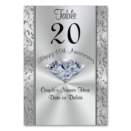 GEPERSONALISEERDE 60e Jubileum Tafelnummer Kaarten (Achterkant)