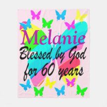  GEPERSONALISEERDE 60E VERJAARDAG FLEECE DEKEN