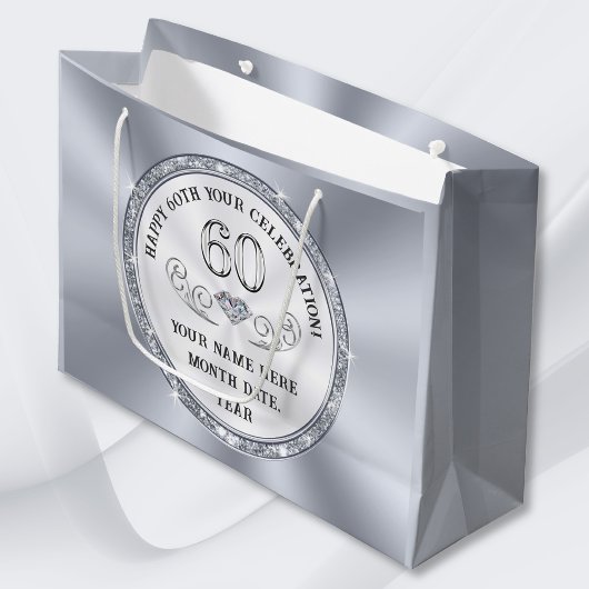 Gepersonaliseerde, 60e verjaardag geschenkzak, elk groot cadeauzakje