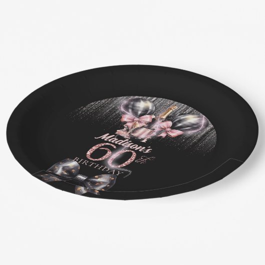 Gepersonaliseerde 60e verjaardag Luxe champagne Papieren Bordje (Gekanteld)